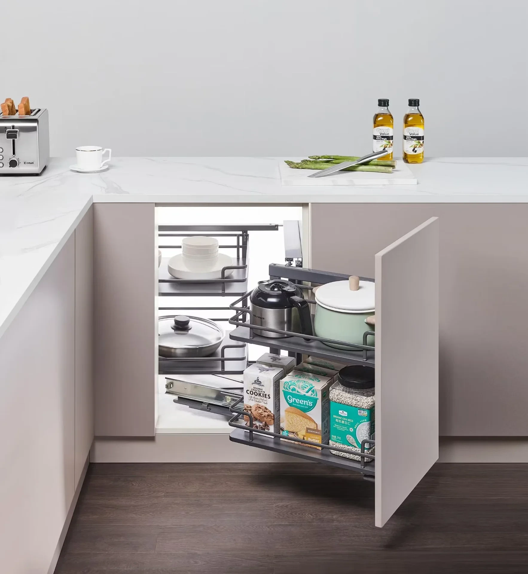 4 Design Lower Cabinets to Maximize Storage Space - Interior Design of a Kitchen for Heavy Indian Cooking Hyderabad | OliveOak Interiors